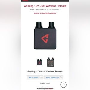 NEW Gerbing 12V dual wireless remote